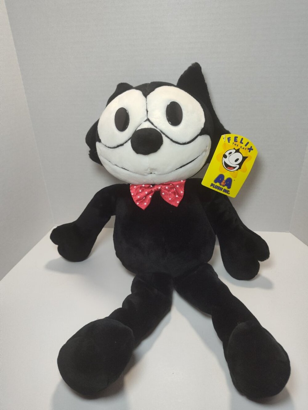 Vintage Felix The Cat Plush 16" A&A Plush Inc With Tag Classic Cartoon Stuffed